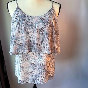 Maurices Gray, White, blue, purple Tiered spaghetti strap Top size small